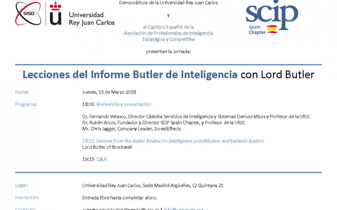 Jornada Lecciones del Informe Butler de Inteligencia con Lord Butler