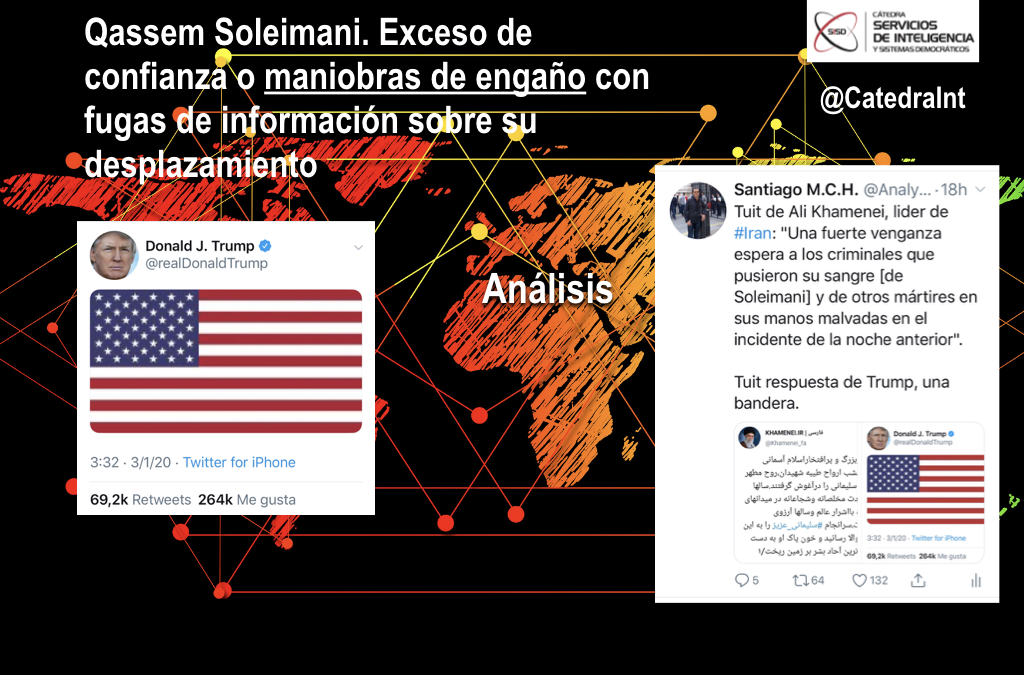 Qasem Soleimani. Exceso de confianza, maniobra de engaño o fugas de información sobre su desplazamiento.